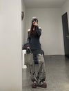 SWAYING 25 Early Spring Water-soluble Wool Fake Two-piece Sweater Series SW-SW25PS1T06-HEIHUI Black and Gray SW-SW25PS1T06